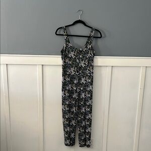 LOFT Black Floral Jumpsuit